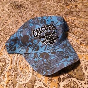 Calcutta blue skull and crossbones camo dad hat